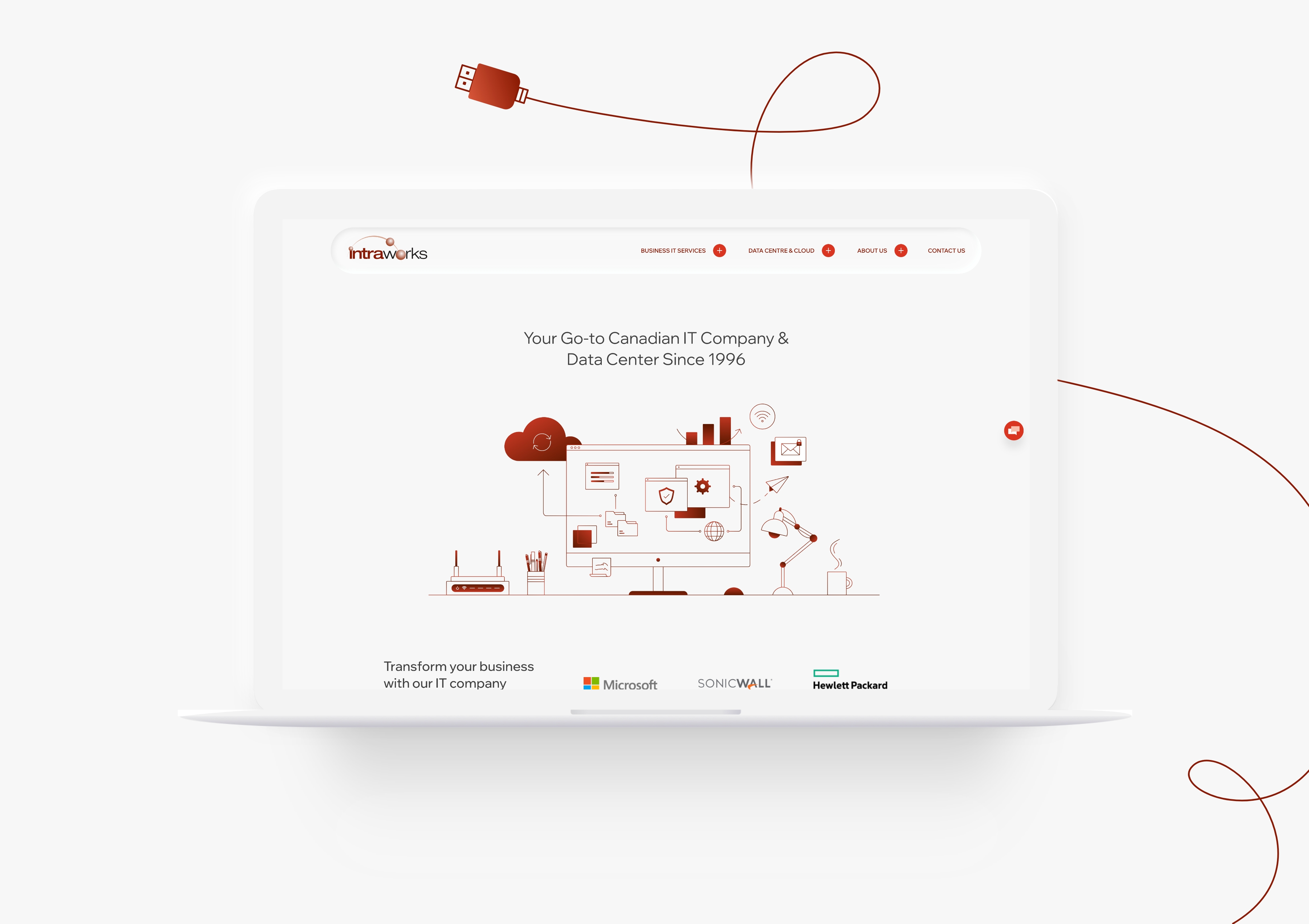 Intraworks website home page on a laptop.