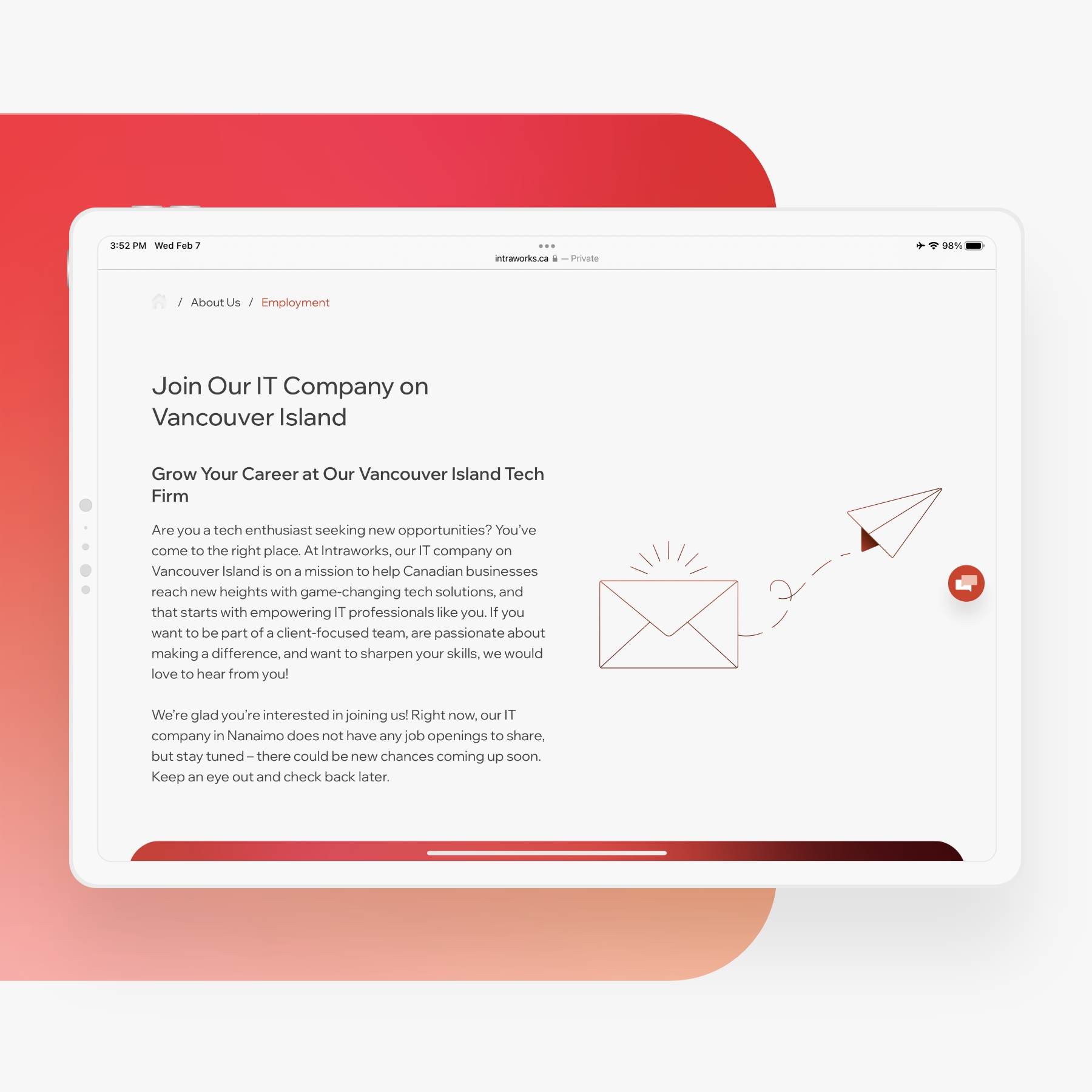 Tablet mockup showcasing responsive website design for Intraworks.
