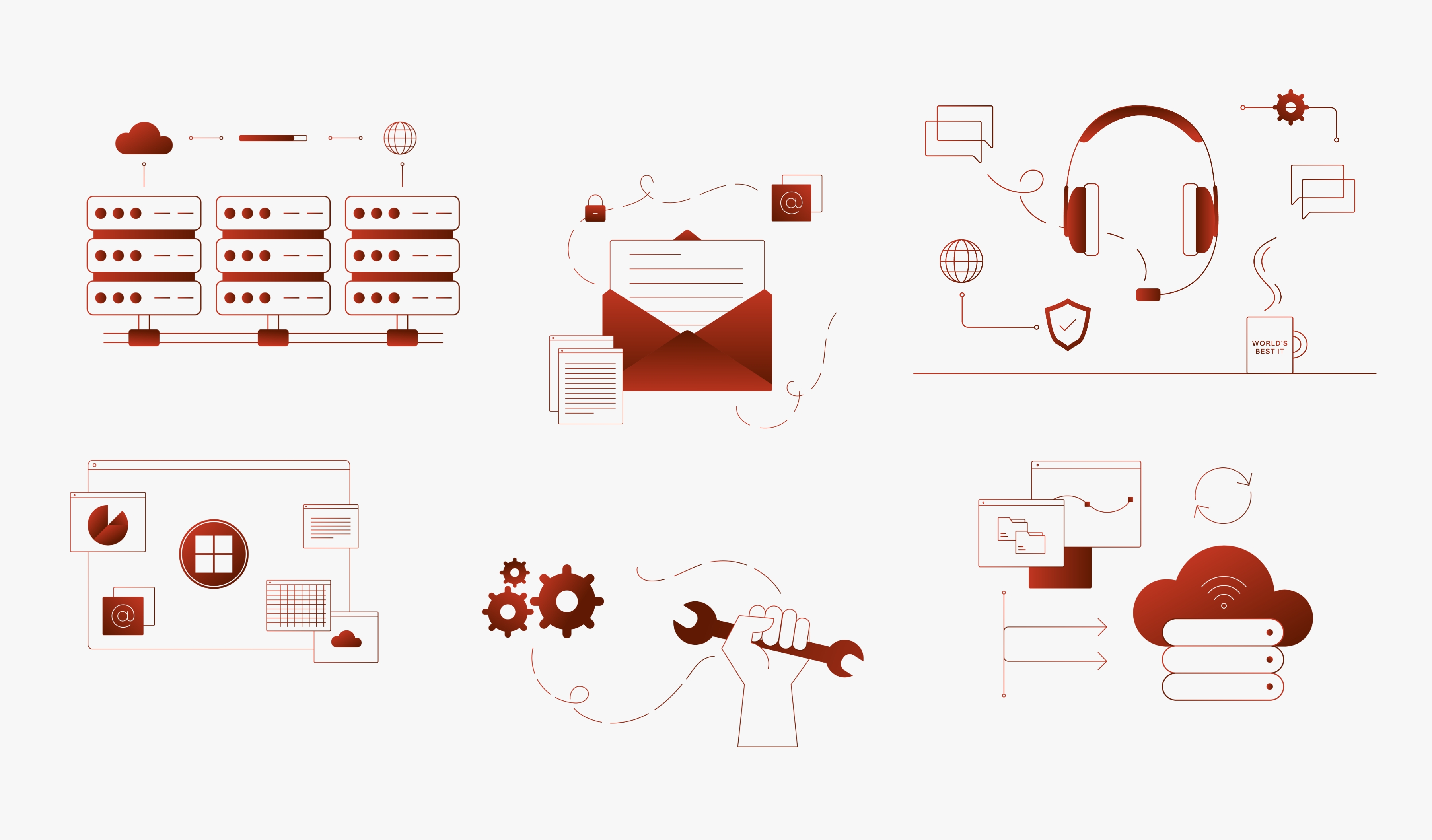 Custom illustrations for Intraworks' services.