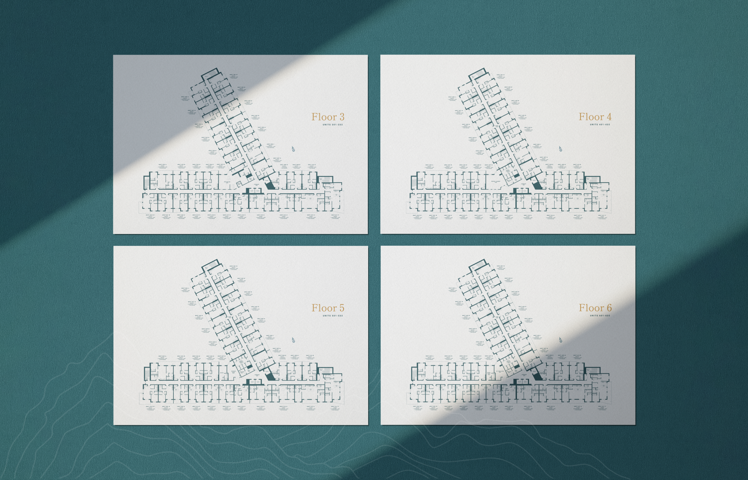 Wall with Edgewater's maps and floor plans for wayfinding systems.