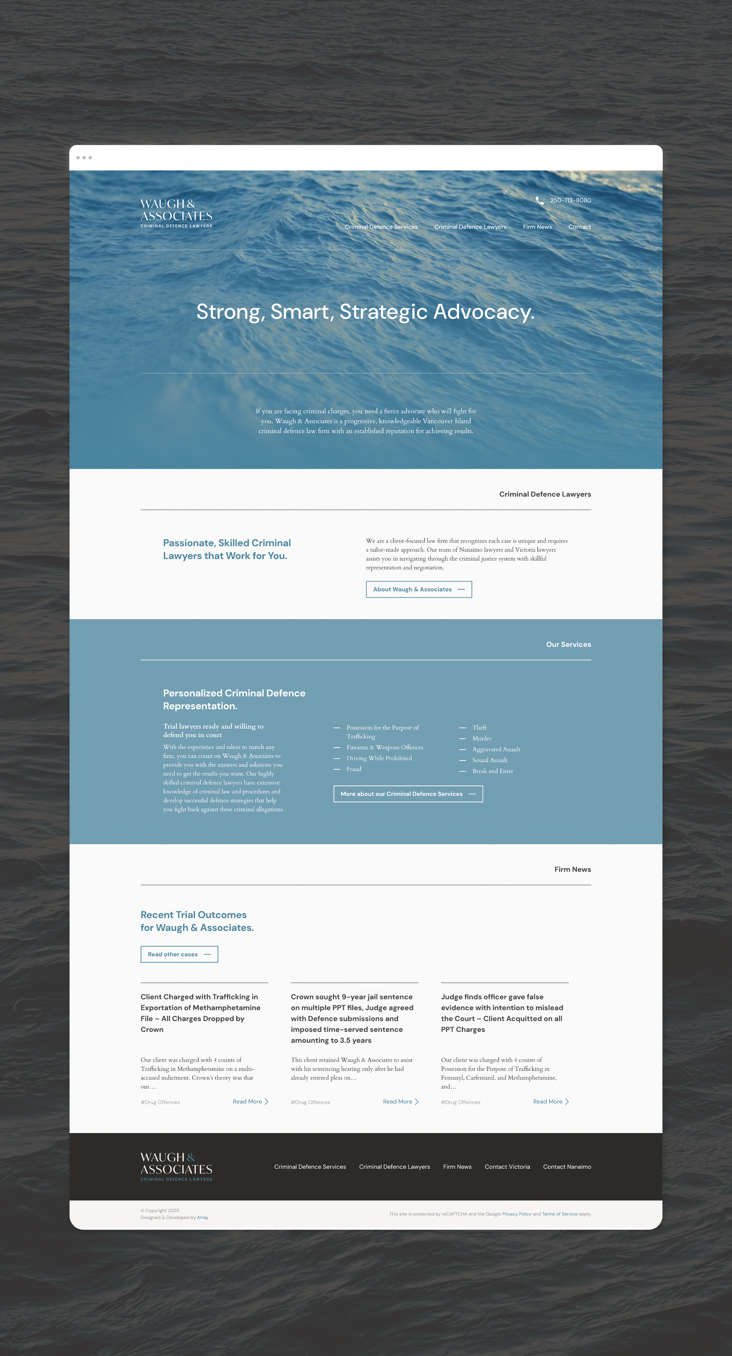 Waugh & Associates website homepage. Professional website designed and developed by Array.